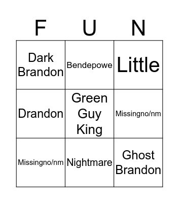 Pokemon Fight! Bingo Card