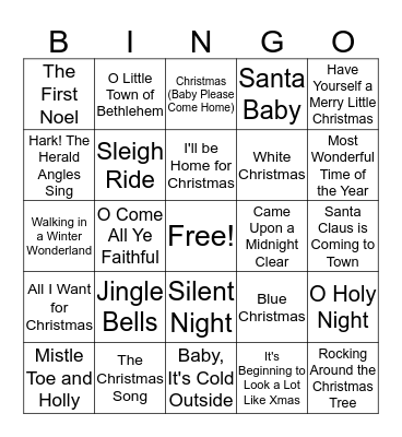 An HP Christmas Bingo Card