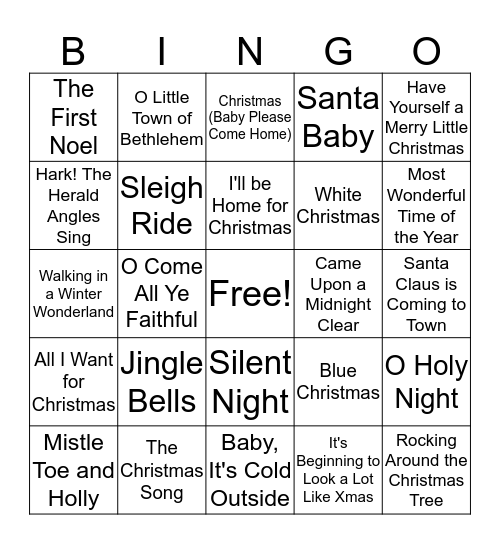 An HP Christmas Bingo Card