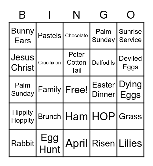 Easter Bingo 2023 Bingo Card