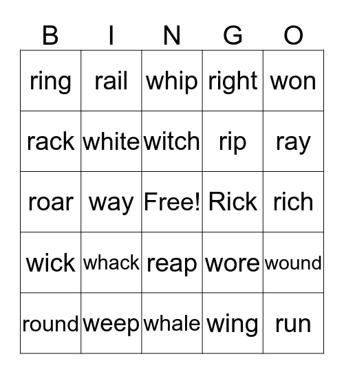 W/R Discrimination Bingo Card