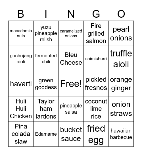 Bucket Bingo Card