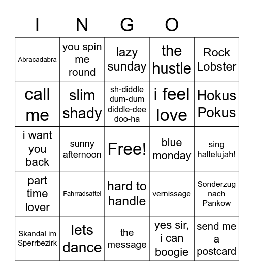 Bingo der leblosen Gegenstände Bingo Card