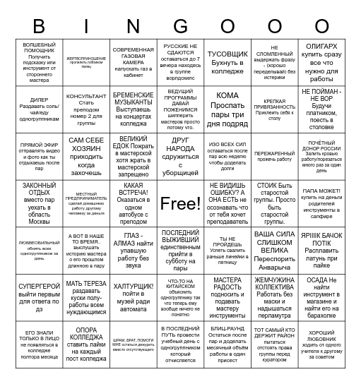 Бинго колледжа яичек Фаберже Bingo Card
