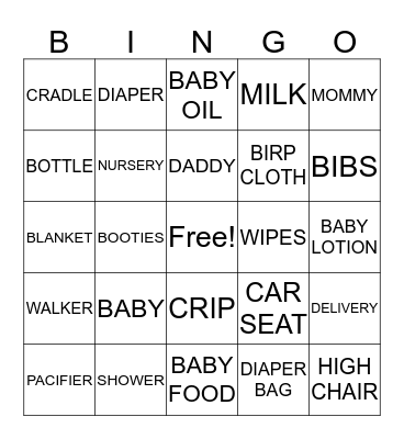 IT'S A BOY Bingo Card