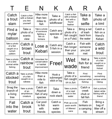 2023 Tenkara Black Out Bingo Card