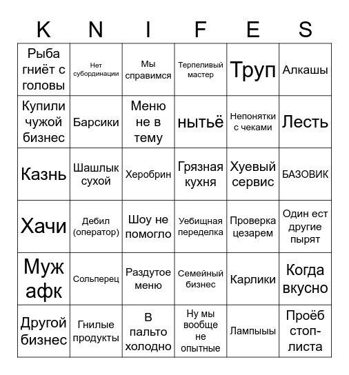 НАНОЖАКС БИНГО v0.2 Bingo Card