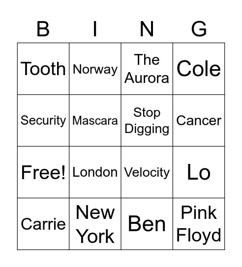 The Woman in Cabin 10 Bingo Card