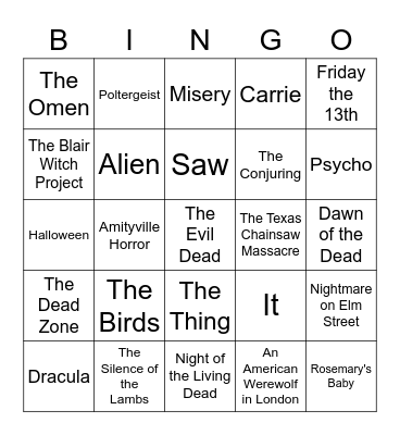 HORROR MOVIES Bingo Card