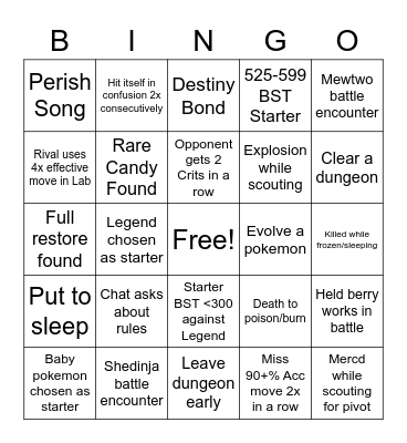 Kaizo Ironmon Bingo Card