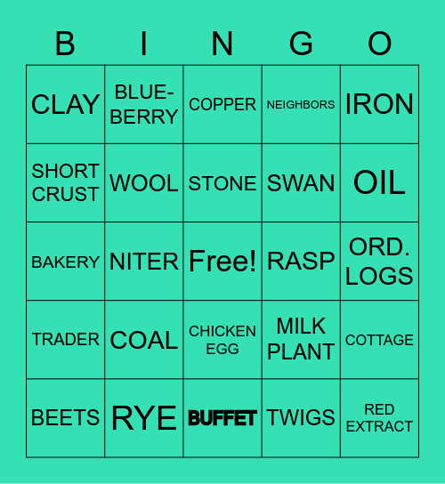 KLONDIKE Bingo Card