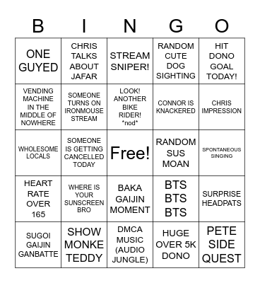 CYCLE-ATHON DAY 8 Bingo Card