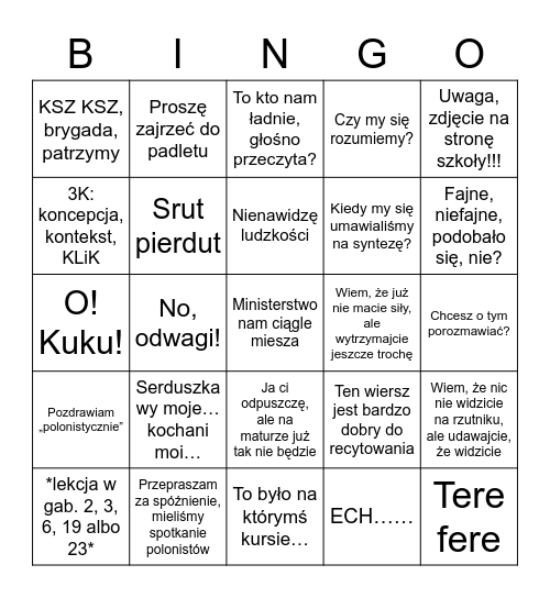 poloniści: zbierz ich wszystkich Bingo Card