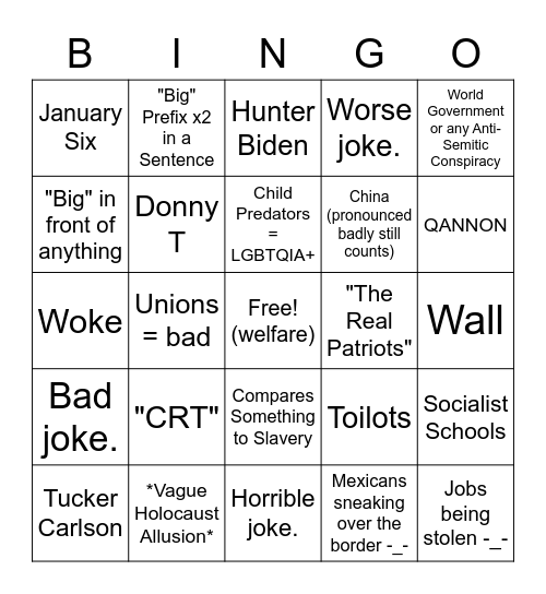 Fox News Bingo Card