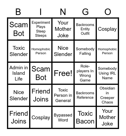 Roblox Bingo Card