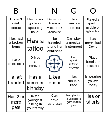 Get to Know Your Table Bingo Card