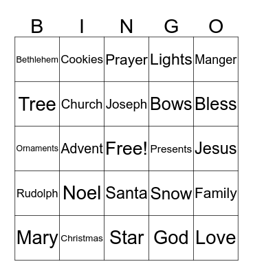 Christmas Bingo Card