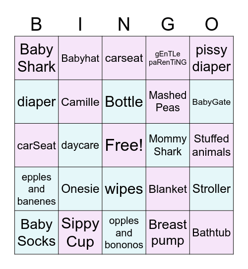 Baby Shower Bingo Card