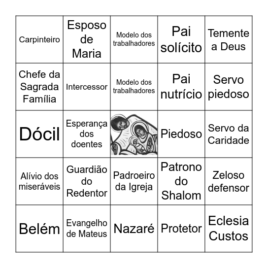 Viva o Glorioso São José Bingo Card