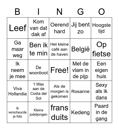 THUIS TOPPERS BINGO Card