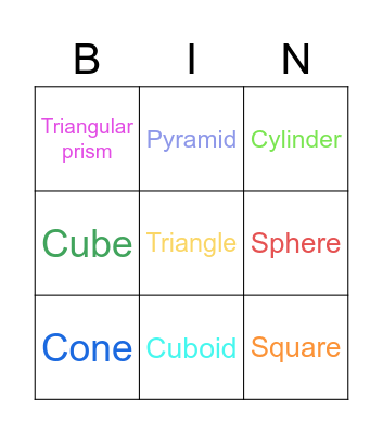 Shapes Bingo Card