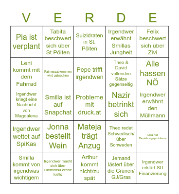 verde event bingo w+nö Bingo Card