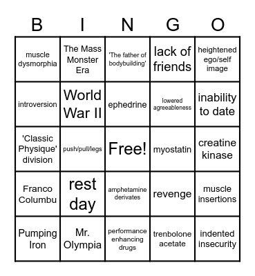 Bodybuilding-o Bingo Card