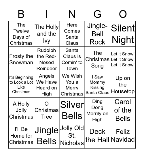 Holiday Singo Bingo Card