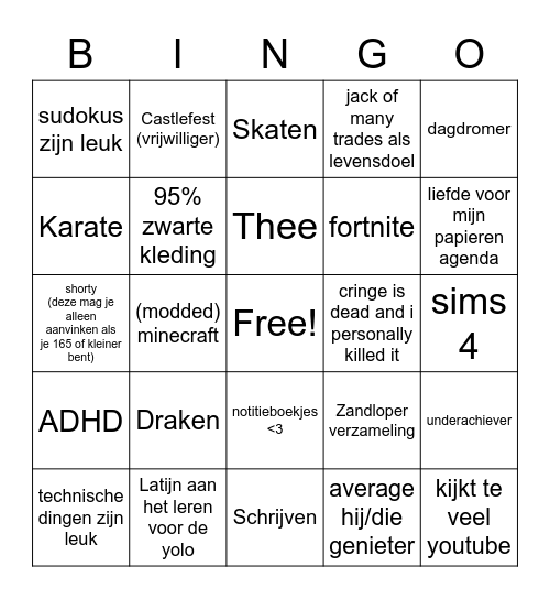 Wendel Bingo Card