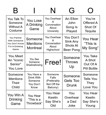 Iconic Senior Bingo Card