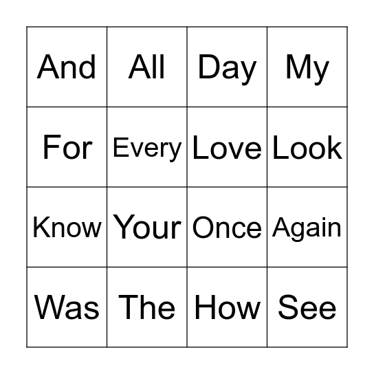 Swat those sight words! Bingo Card