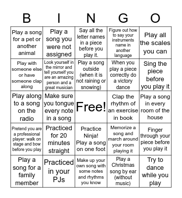 Winter Break Bando Bingo Card