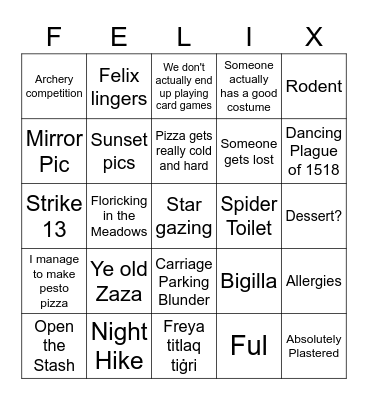 FAR FAR AWAY BANQUET Bingo Card