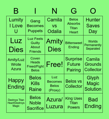 Boiling Isles Bingo Card
