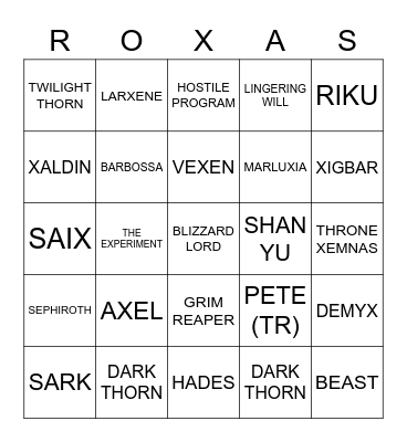 Boss Hunter Bingo Card