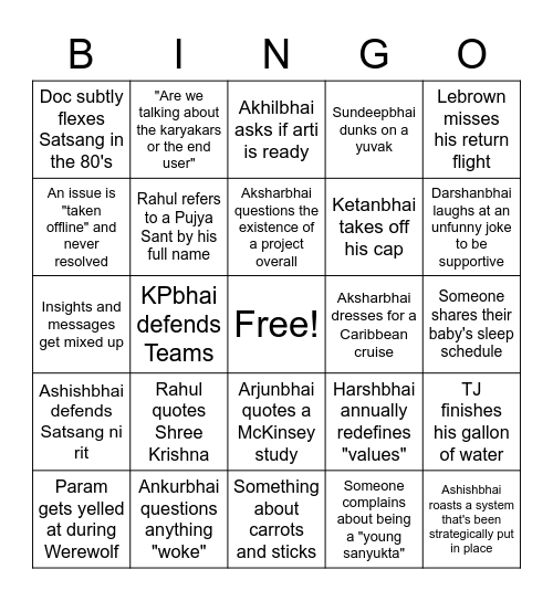 Leads Retreat 2023 Bingo Card