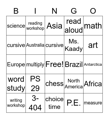 3-404 Bingo Card