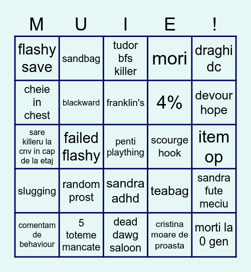 Muie dbd Bingo Card