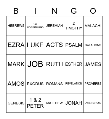 BIBLE BINGO Card