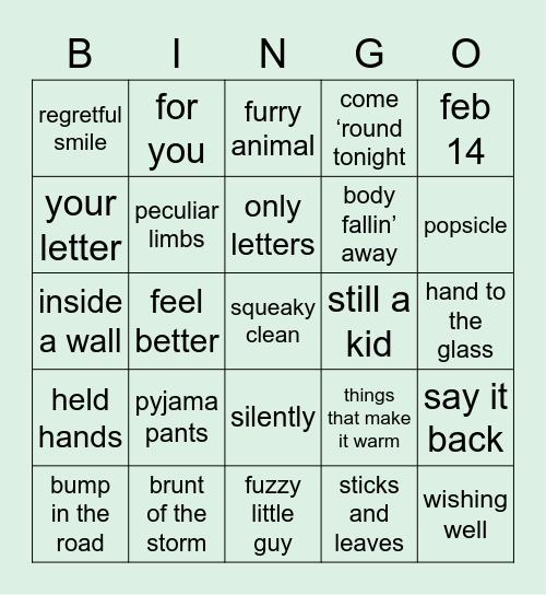 sleepyhead bingo :D Bingo Card