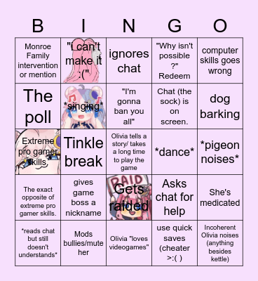 Olivia Bingroe Bingo Card