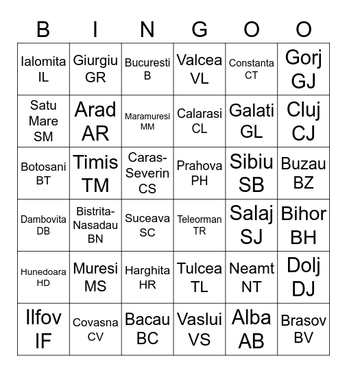 Judetele de la masini Bingo Card