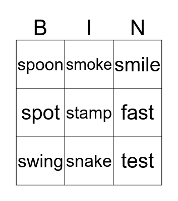 Phonics 4: Unit 3 Bingo Card