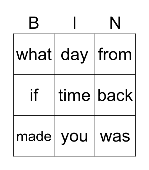 Emily Bingo Card