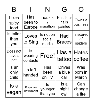 FIND SOMEONE WHO... Bingo Card