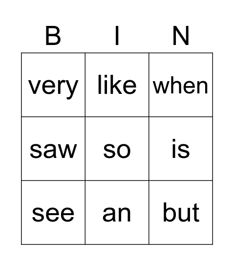 Emily Bingo Card