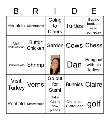 SARAH Bingo Card