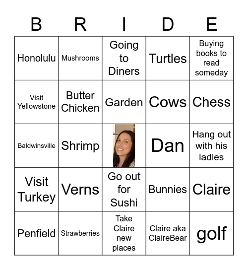 SARAH Bingo Card