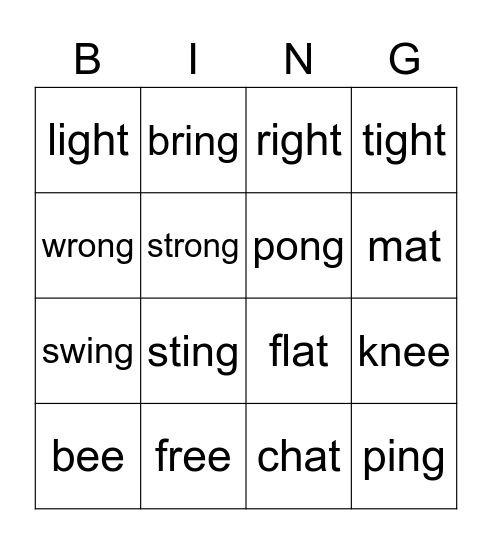 BINGO, Term 4, Week 5 Bingo Card