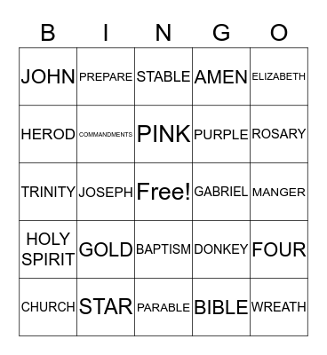 ADVENT BINGO Card